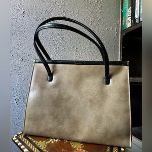 Camel and Black 1960’s Snap Closure Purse